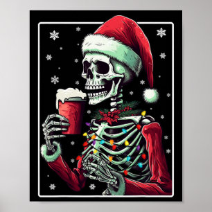 Skeleton Drinking Cocoa - Hett Chocolate Julafton Poster