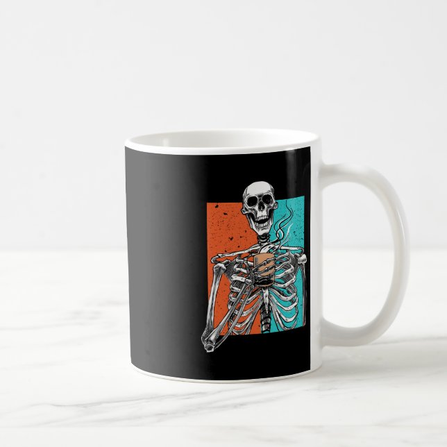Skeleton Drinking Coffee Älskare Funny Halloween S Kaffemugg (Höger)