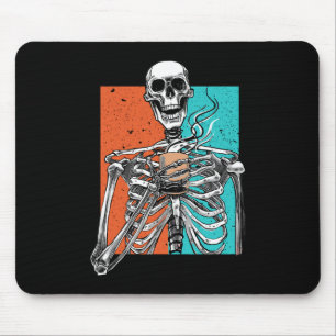 Skeleton Drinking Coffee Älskare Funny Halloween S Musmatta