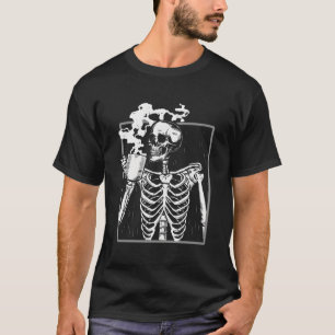 Skeleton Drinking Coffee Älskare Funny Halloween S T Shirt