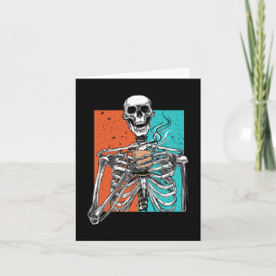 Skeleton Drinking Coffee Älskare Roligt Halloween Kort