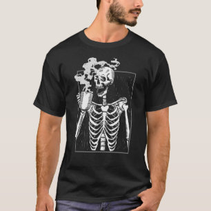 Skeleton Drinking Coffee Caffeine Coffeine Brewer T Shirt