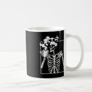 Skeleton Drinking Coffee Funny Skull Manar Kvinnor Kaffemugg