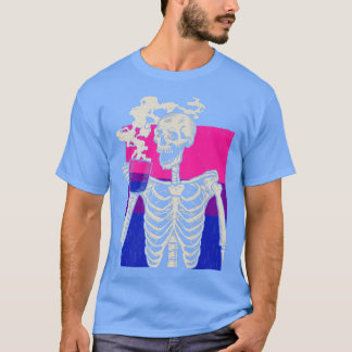 Skeleton Drinking Coffee LGBTQ Retro Biseual Pride T Shirt