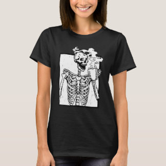 Skeleton Drinking Coffee T Shirt