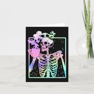Skeleton Drinking Coffee Women manar Halloween cos Kort