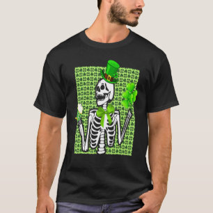 Skeleton Drinking Grönt Beer St Patrick S Day Iris T Shirt