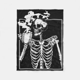 Skeleton Drinking kaffe Roligt Skull Manar Kvinnor Fleecefilt