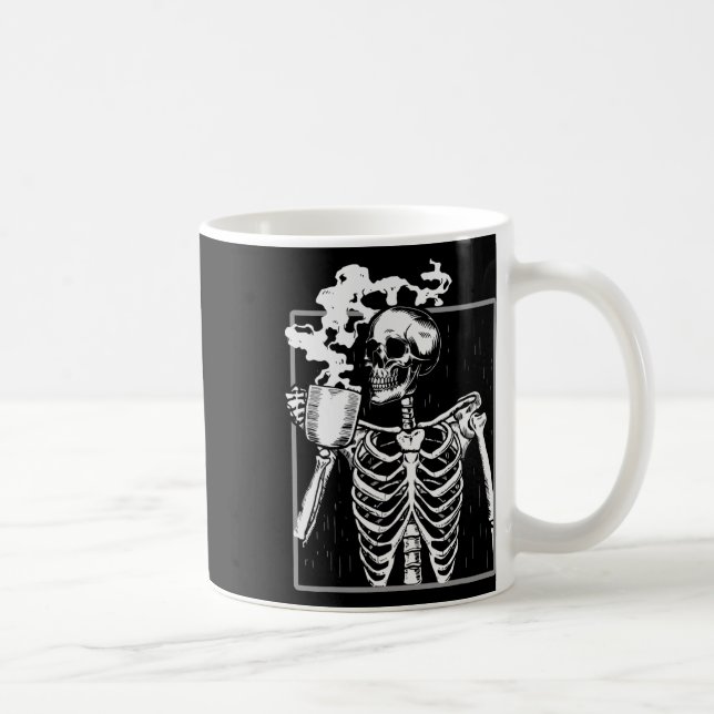 Skeleton Drinking kaffe Roligt Skull Manar Kvinnor Kaffemugg (Höger)
