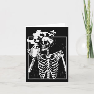Skeleton Drinking kaffe Roligt Skull Manar Kvinnor Kort