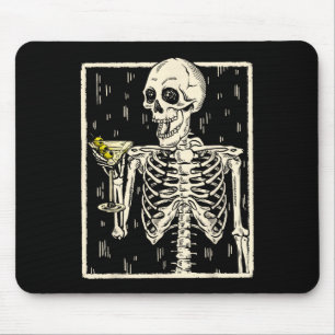 Skeleton Drinking Martini Svan Retro Halloween Cos Musmatta