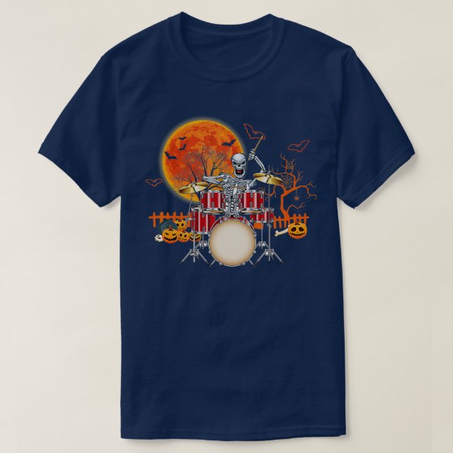 Skeleton Drummer Halloween Costume Prums M T Shirt (Design framsida)
