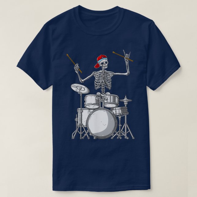 Skeleton Drummer Halloween Costume Prums T Shirt (Design framsida)
