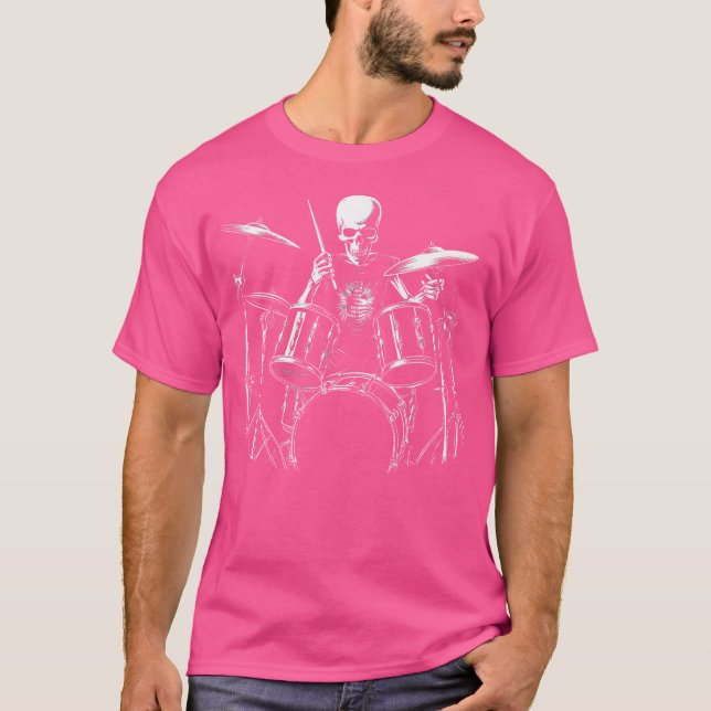 Skeleton Drummer Halloween Costume Prums T Shirt (Framsida)