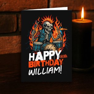 Skeleton Drummer Musician Birthday Card Funny Kort