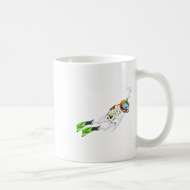Skeleton Dyka Halloween Pumpkin Diver Kaffemugg (Höger)