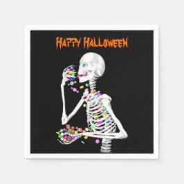 Skeleton Eating Halloween Candy Pappersservett