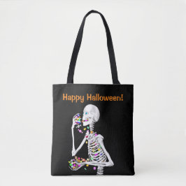 Skeleton Eating Halloween Candy Tygkasse