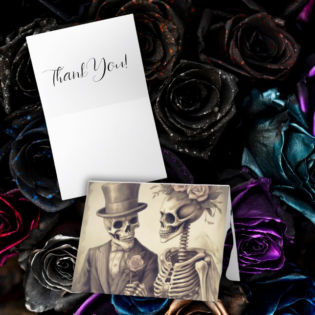 Skeleton Ett par på Bröllop tackkort Helgkort (Skeleton Couple  Thank You Card
)