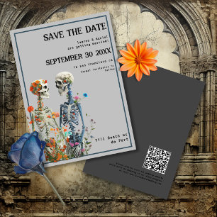 Skeleton Ett par QR-koder Gothic Bröllop Spara Datumet