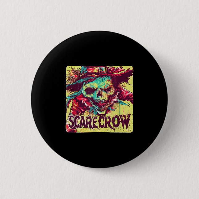 Skeleton-Fågelskrämma för jordbrukare och Hallowee Knapp (Framsida)