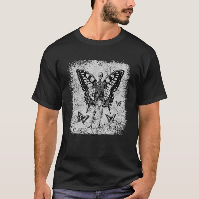 Skeleton Fairy Grunge Fairycore Aesthetic Goth Har T Shirt (Framsida)