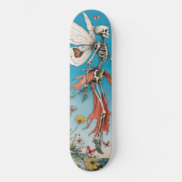 Skeleton Fairy with Red Skirt and Butterflies Mini Skateboard Bräda 18,5 Cm