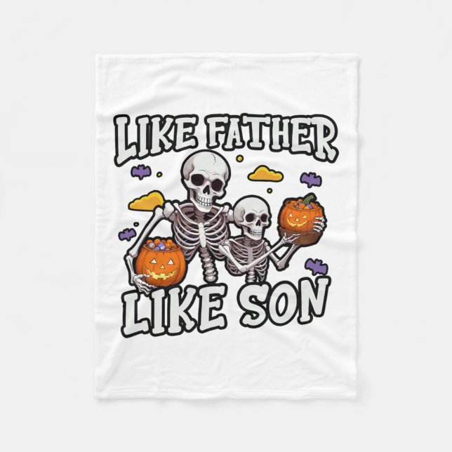 Skeleton Far Son Matching Halloween Costume Fleecefilt (Framsidan)