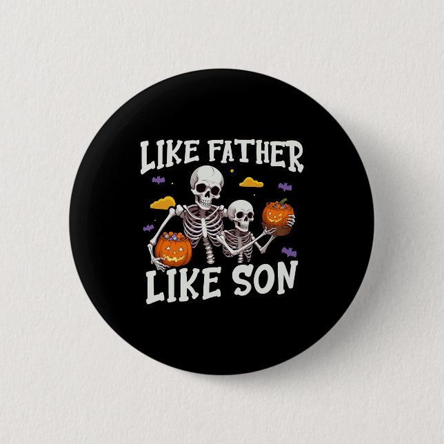 Skeleton Far Son Matching Halloween Costume Knapp (Framsida)