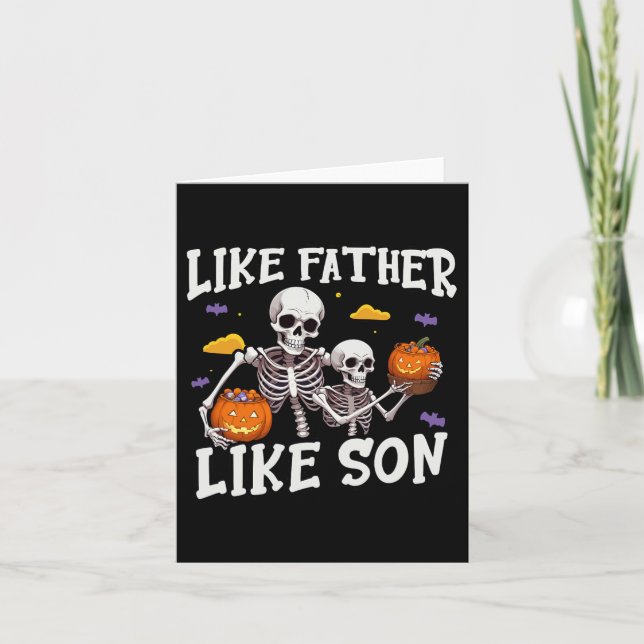 Skeleton Far Son Matching Halloween Costume Kort (Framsida)