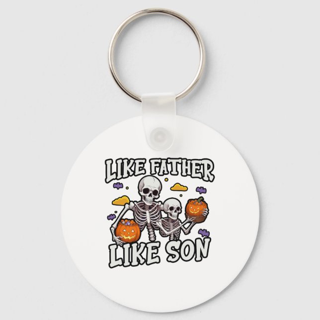 Skeleton Far Son Matching Halloween Costume Nyckelring (Framsida)