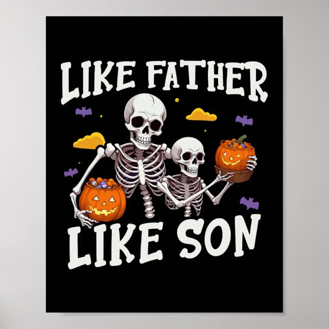 Skeleton Far Son Matching Halloween Costume Poster (Framsidan)