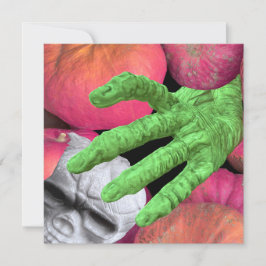 Skeleton finger & skalle & pumpor för Halloween Inbjudningar