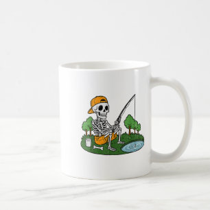 Skeleton Fishing Halloween Soky Fisherman Fish Man Kaffemugg
