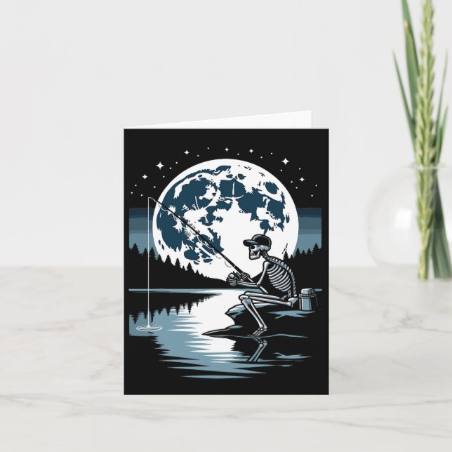 Skeleton Fishing Halloween Spooky Fisherman under Kort (Framsida)