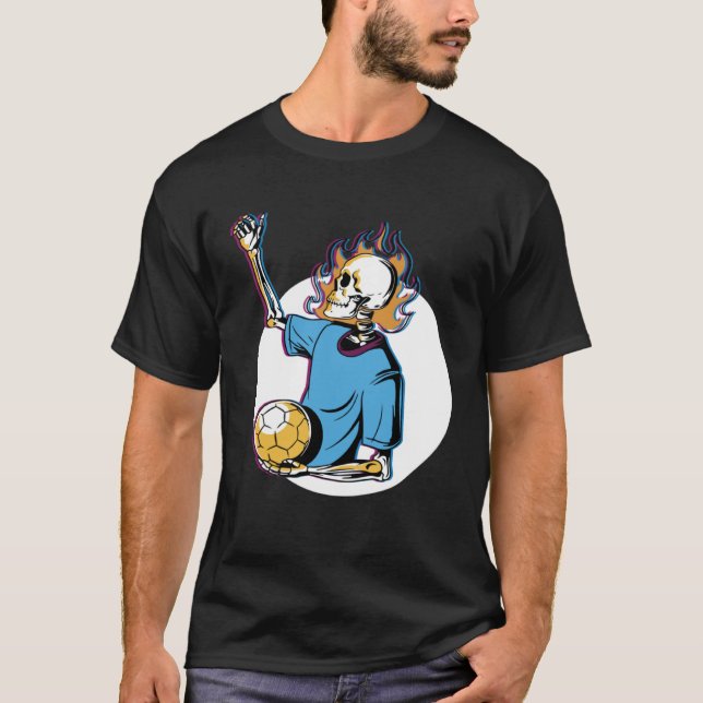 Skeleton Flame Soccer T Shirt (Framsida)