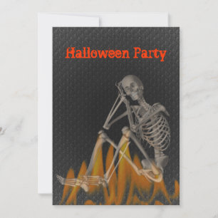 Skeleton Flames Halloween-inbjudan Inbjudningar