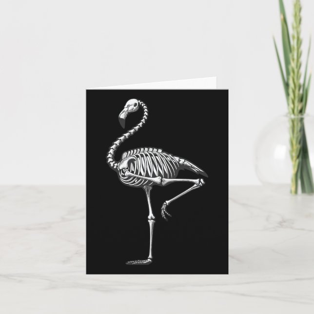 Skeleton Flamingo Halloween Kort (Framsida)