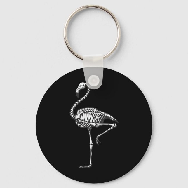 Skeleton Flamingo Halloween Nyckelring (Framsida)
