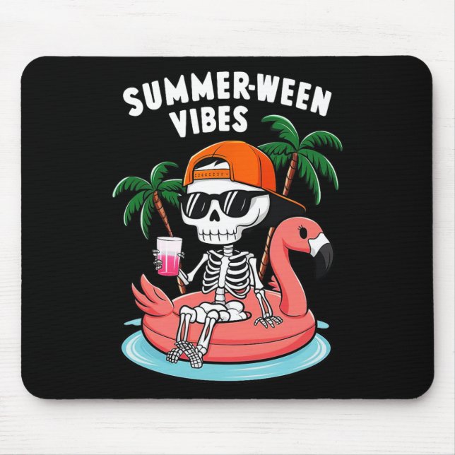 Skeleton Flamingo Summerween Vibes Halloween Boys Musmatta (Framsidan)