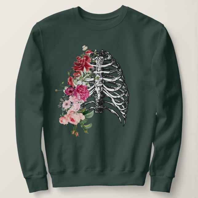 Skeleton Flower Body Edgy Graphic T Shirt (Design framsida)