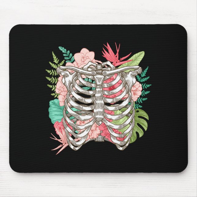 Skeleton Flowers Rib Cage X-ray Funny Halloween  Musmatta (Framsidan)