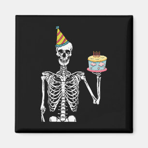 Skeleton Födelsedagsfest Lazy Halloween Costume Ro Magnet