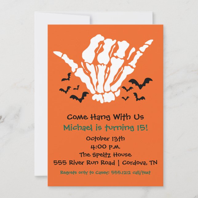 Skeleton-födelsedagsinbjudan Inbjudningar (Framsida)