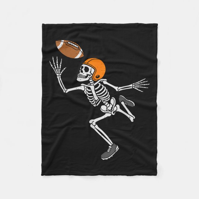 Skeleton Football Halloween Costume Mens Boys Teen Fleecefilt (Framsidan)