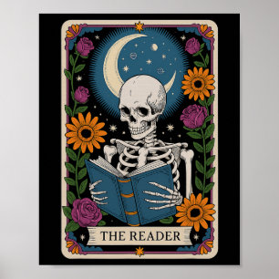 Skeleton för läsarens Tarot Card-läsare vid Bok Bo Poster