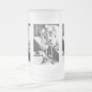 Skeleton från Anatomia Humani Corporis Frostat Ölglas