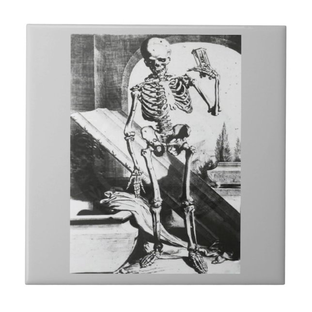 Skeleton från Anatomia Humani Corporis Kakelplatta (Framsidan)