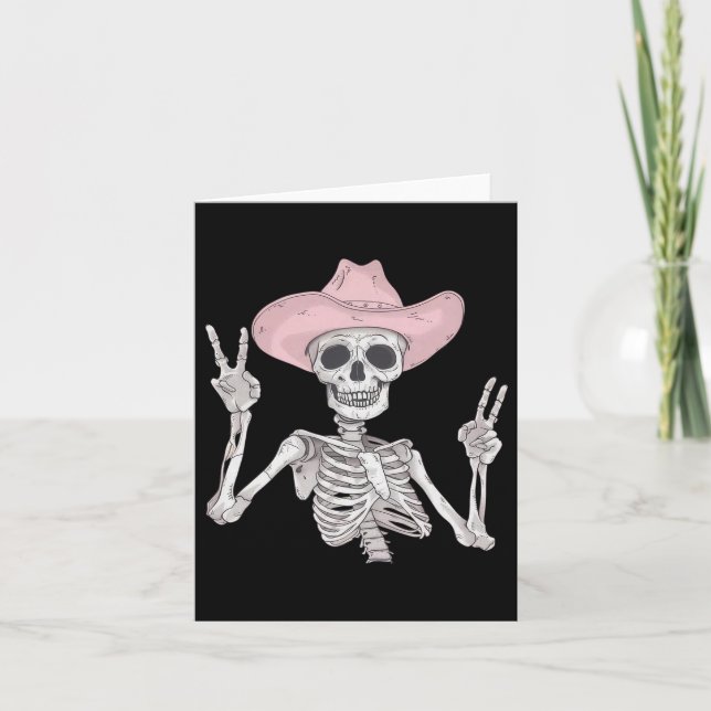 Skeleton Fredstecken Cowboy Hat Western Mexican Ha Kort (Framsida)