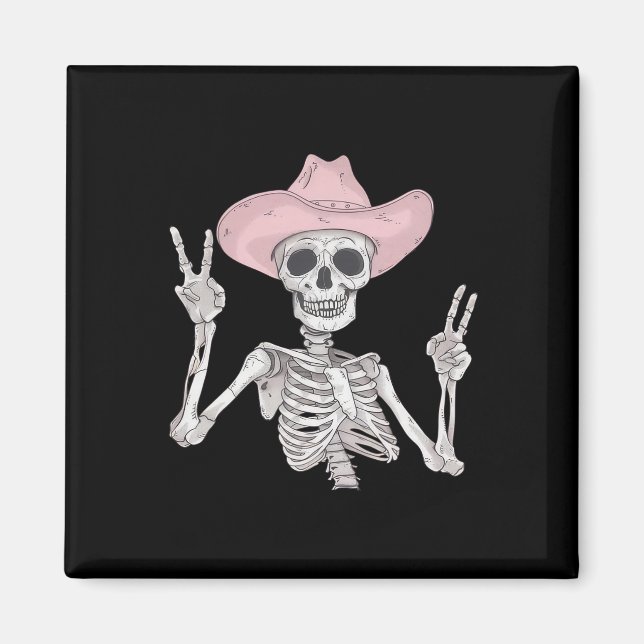 Skeleton Fredstecken Cowboy Hat Western Mexican Ha Magnet (Framsidan)